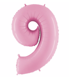 Cijferballon 9 roze XXL