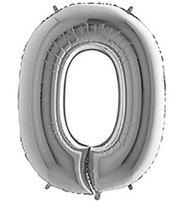 Cijferballon 0 zilver 66 cm