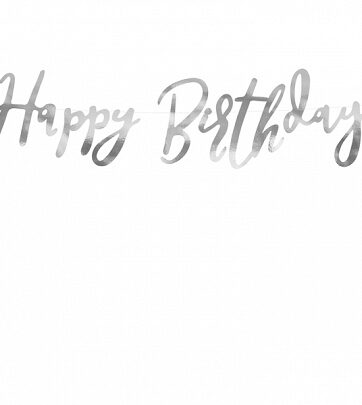 Happy Birthday banner zilver 16,5 x 62 cm