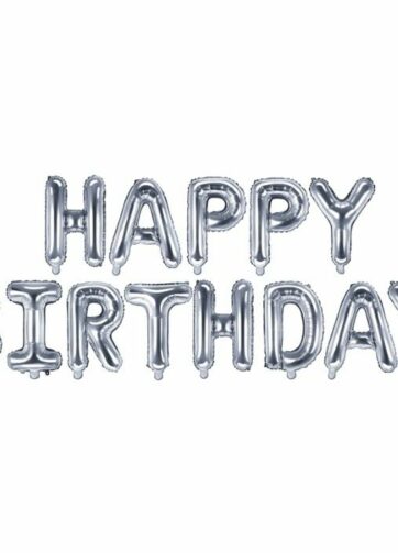 Folieballon Happy Birthday zilver