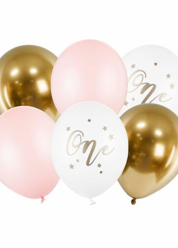 Ballonnenmix One pastel roze (6 stuks)