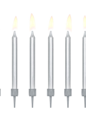 Kaarsjes zilver (6 stuks) 6 cm