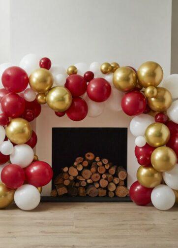 Ballonnenboog goud, rood en wit Ginger Ray