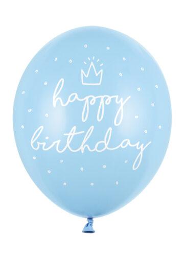 Ballonnen Happy Birthday pastelblauw (6 stuks)
